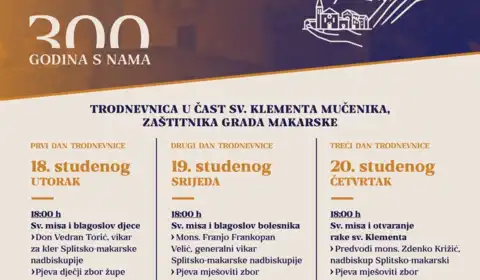 Program trodnevnice i proslave 300. obljetnice štovanja sv. Klementa, zaštitnika Makarske